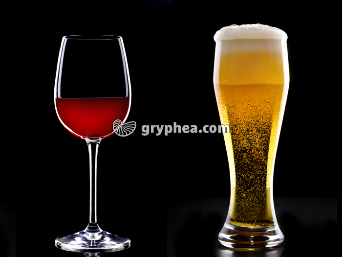 Verre de Vin rouge et verre de Bière blonde - gryphea.com
